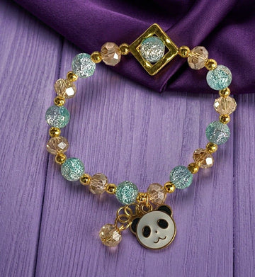 Gold Plated Crystal Beads Bracelet for Women | Adjustable Free Size Slip-On Bracelet | Stylish Daily Wear Jewellery | B-49