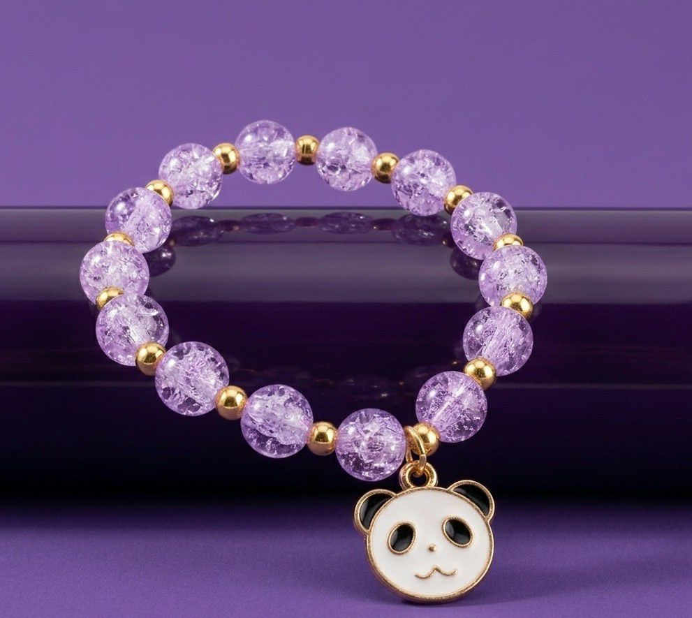 Gold Plated Crystal Beads Bracelet for Women | Adjustable Free Size Slip-On Bracelet | Elegant Daily Wear Jewellery | B-50