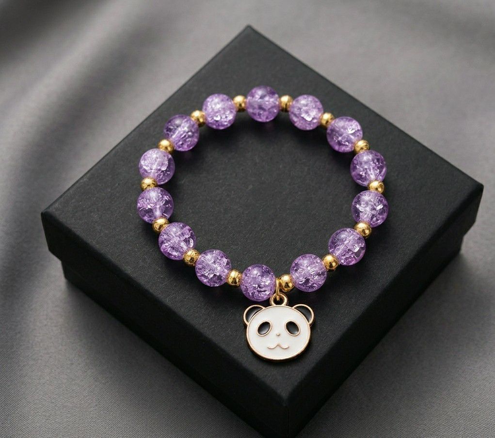 Gold Plated Crystal Beads Bracelet for Women | Adjustable Free Size Slip-On Bracelet | Elegant Daily Wear Jewellery | B-50