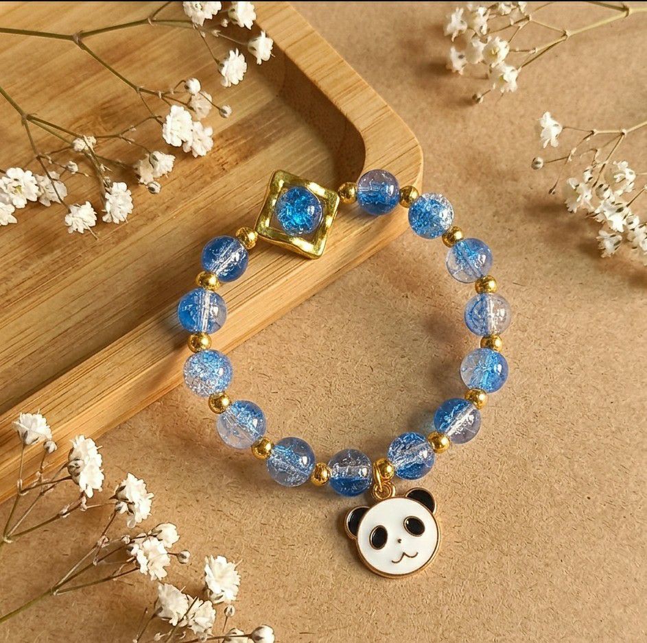Gold Plated Crystal Beads Bracelet for Women | Adjustable Free Size Slip-On Bracelet | Stylish Fashion Jewellery | B-51
