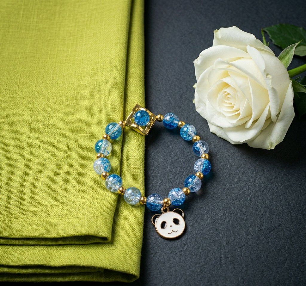 Gold Plated Crystal Beads Bracelet for Women | Adjustable Free Size Slip-On Bracelet | Stylish Fashion Jewellery | B-51