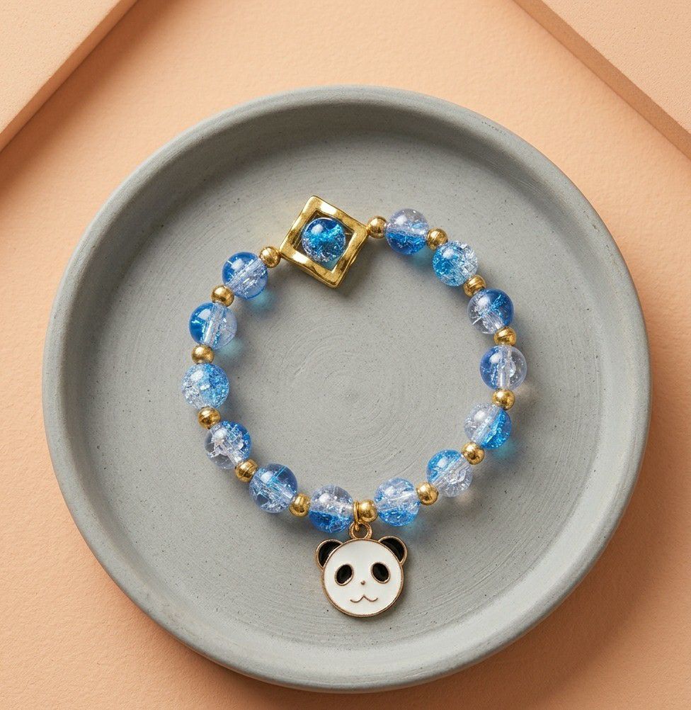 Gold Plated Crystal Beads Bracelet for Women | Adjustable Free Size Slip-On Bracelet | Stylish Fashion Jewellery | B-51