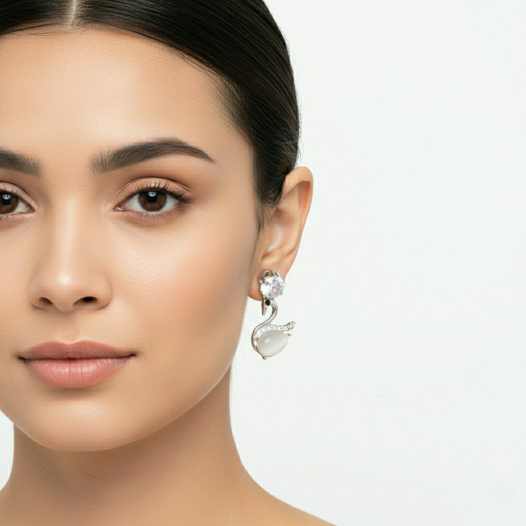 Silver Plated American Diamond Stud & Drop Earrings Combo for Women | 3 Pair Small Earrings Set | Brass & Copper | EA-5