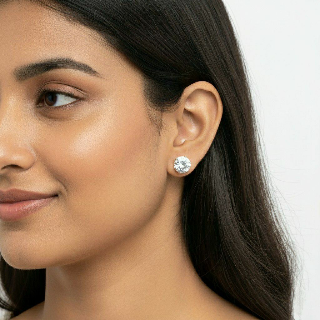 Silver Plated American Diamond Stud & Drop Earrings Combo for Women | 3 Pair Small Earrings Set | Brass & Copper | EA-5