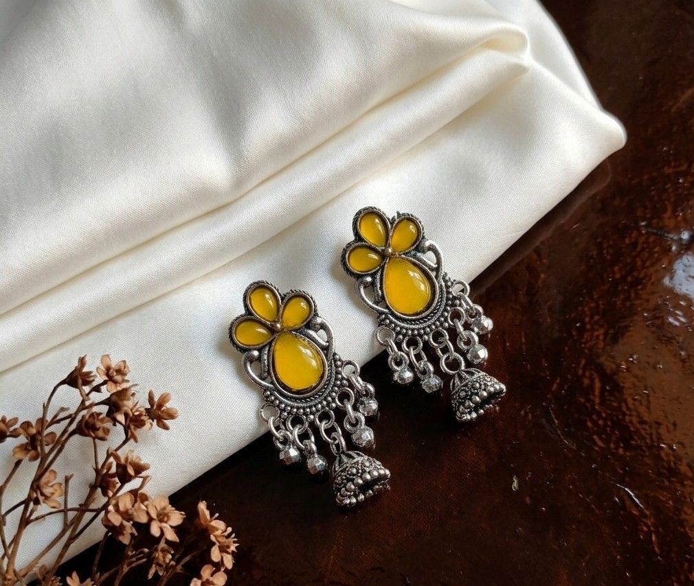 Silver Plated Jhumka Earrings for Women | Brass Traditional Long Drop Earrings | Ethnic & Party Wear Jewellery | EA-50