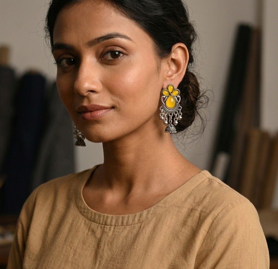 Silver Plated Jhumka Earrings for Women | Brass Traditional Long Drop Earrings | Ethnic & Party Wear Jewellery | EA-50