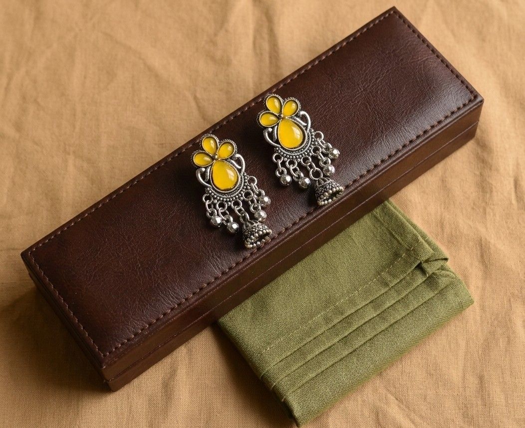 Silver Plated Jhumka Earrings for Women | Brass Traditional Long Drop Earrings | Ethnic & Party Wear Jewellery | EA-50