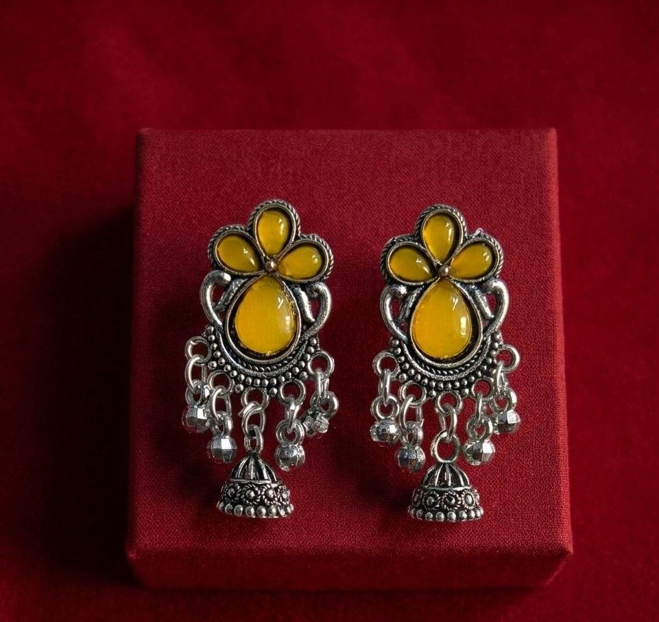 Silver Plated Jhumka Earrings for Women | Brass Traditional Long Drop Earrings | Ethnic & Party Wear Jewellery | EA-50