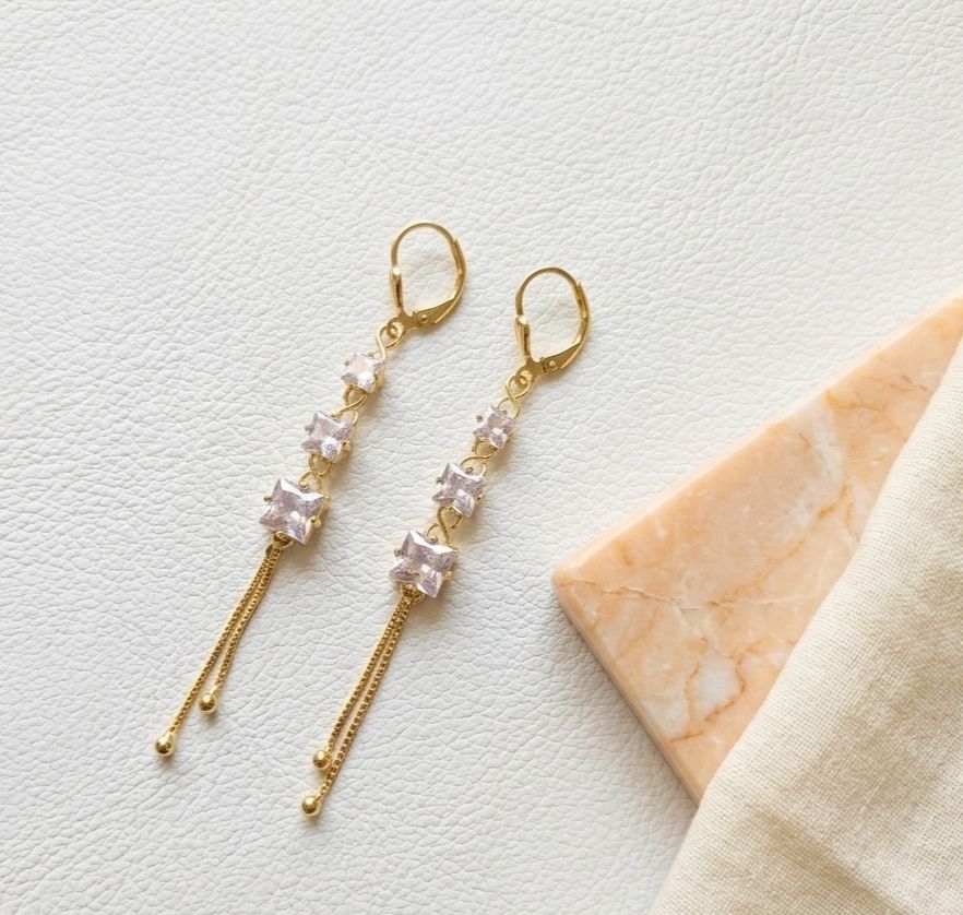 Gold Plated American Diamond Latkan Earrings for Women | Brass Fancy Drop Earrings | Party Wear Jewellery | EA-55