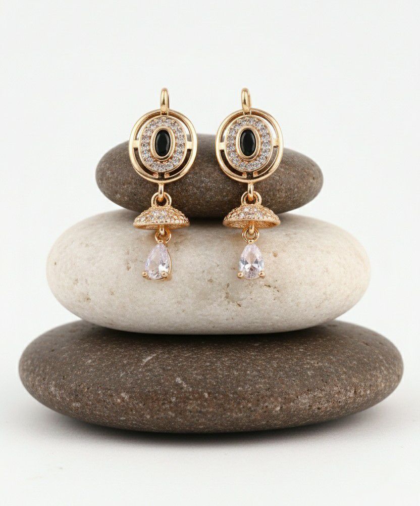 Gold Plated American Diamond Drop Earrings for Women | Multicolor Latkan Earrings | Brass & Steel Jewellery | EA-23