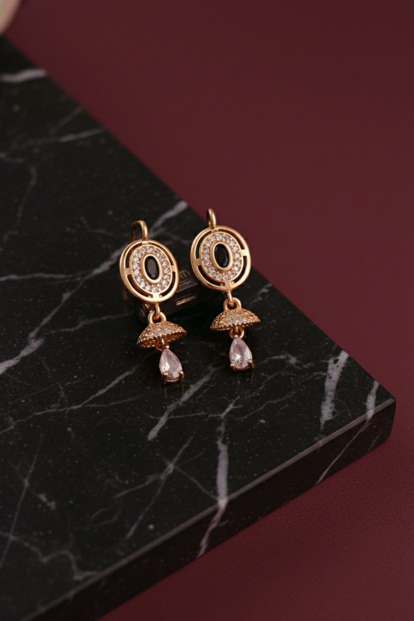 Gold Plated American Diamond Drop Earrings for Women | Multicolor Latkan Earrings | Brass & Steel Jewellery | EA-23