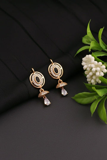 Gold Plated American Diamond Drop Earrings for Women | Multicolor Latkan Earrings | Brass & Steel Jewellery | EA-23