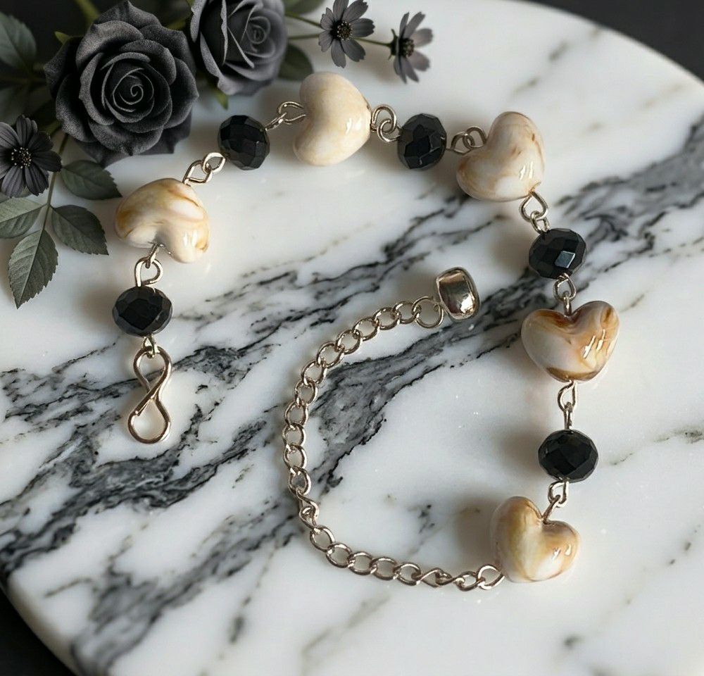 Silver Plated Heart Chain Bracelet for Women | Adjustable Free Size Bracelet | Minimal Daily Wear Jewellery | B-25