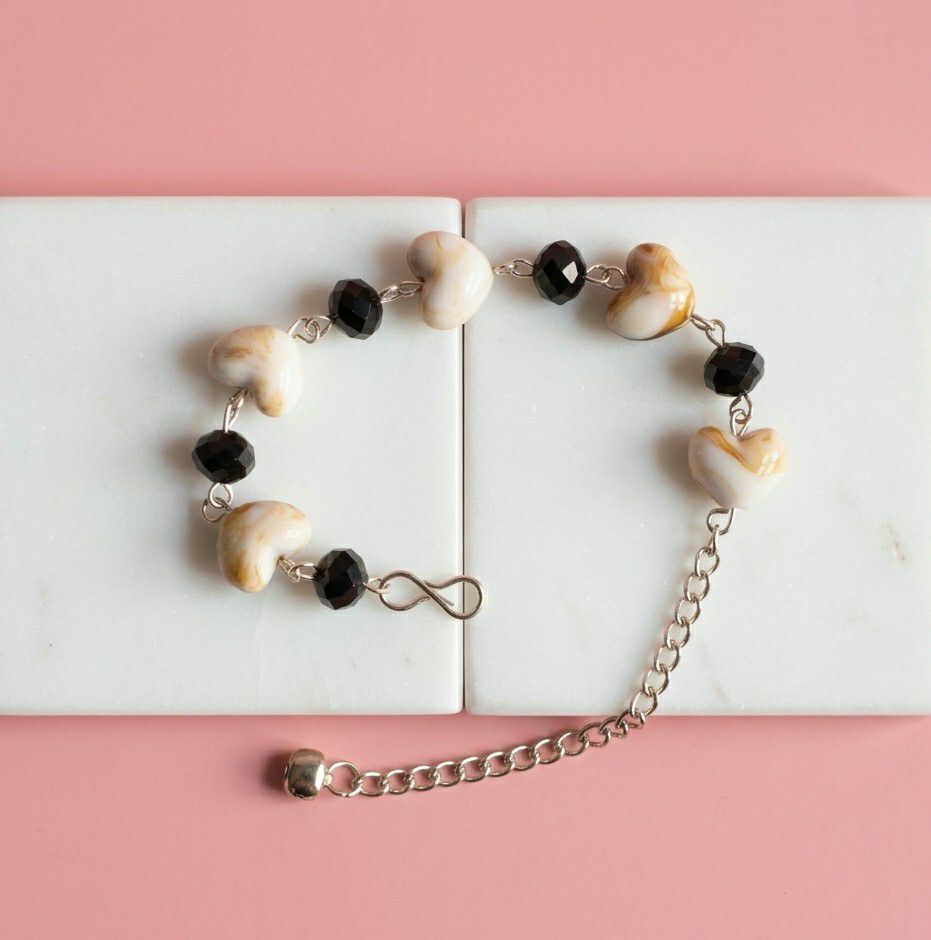 Silver Plated Heart Chain Bracelet for Women | Adjustable Free Size Bracelet | Minimal Daily Wear Jewellery | B-25