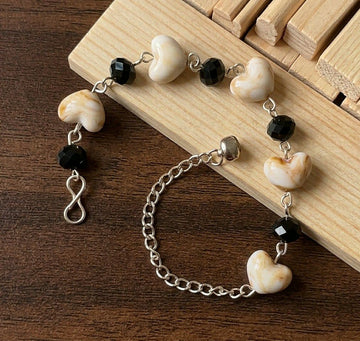 Silver Plated Heart Chain Bracelet for Women | Adjustable Free Size Bracelet | Minimal Daily Wear Jewellery | B-25