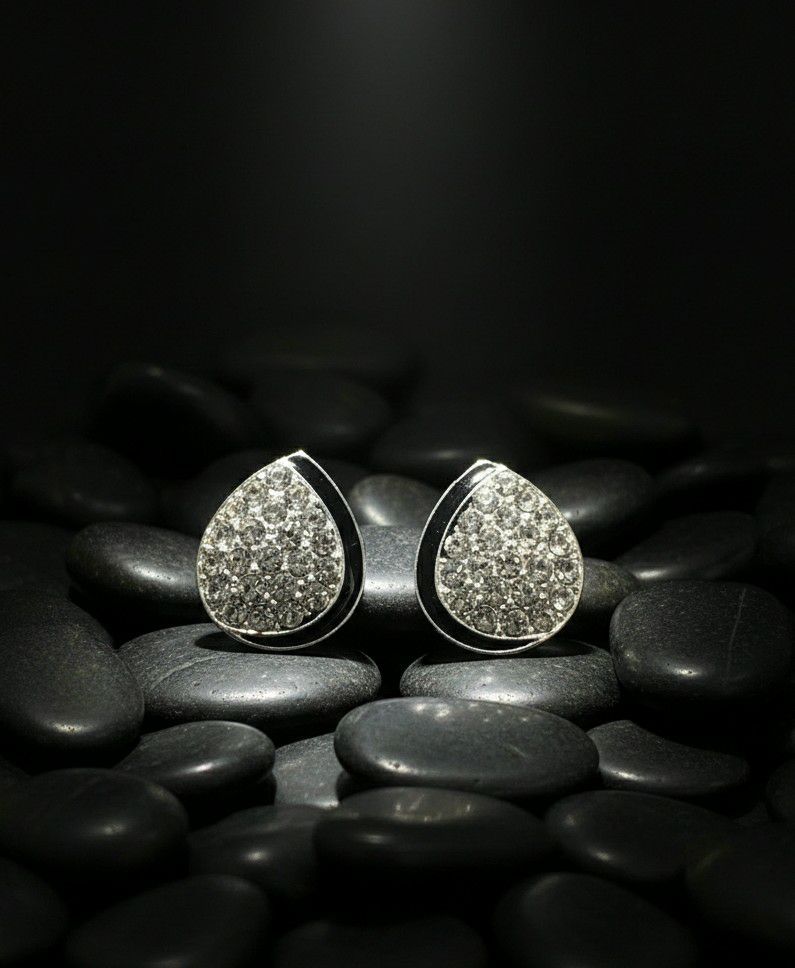 Silver Plated American Diamond Leaf Stud Earrings for Women | Minimal Brass Earrings | Daily Wear Jewellery | EA-40