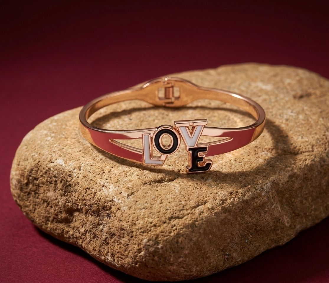 Rose Gold Plated Minimal Kada Bracelet for Women | Premium Brass Fancy Bracelet | Daily Wear Jewellery | B-60