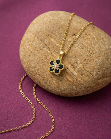 Gold Plated Rotating Flower Pendant Chain for Women | Anti Tarnish American Diamond Spin Pendant Necklace | Adjustable  | Imitation Jewellery | CP-58