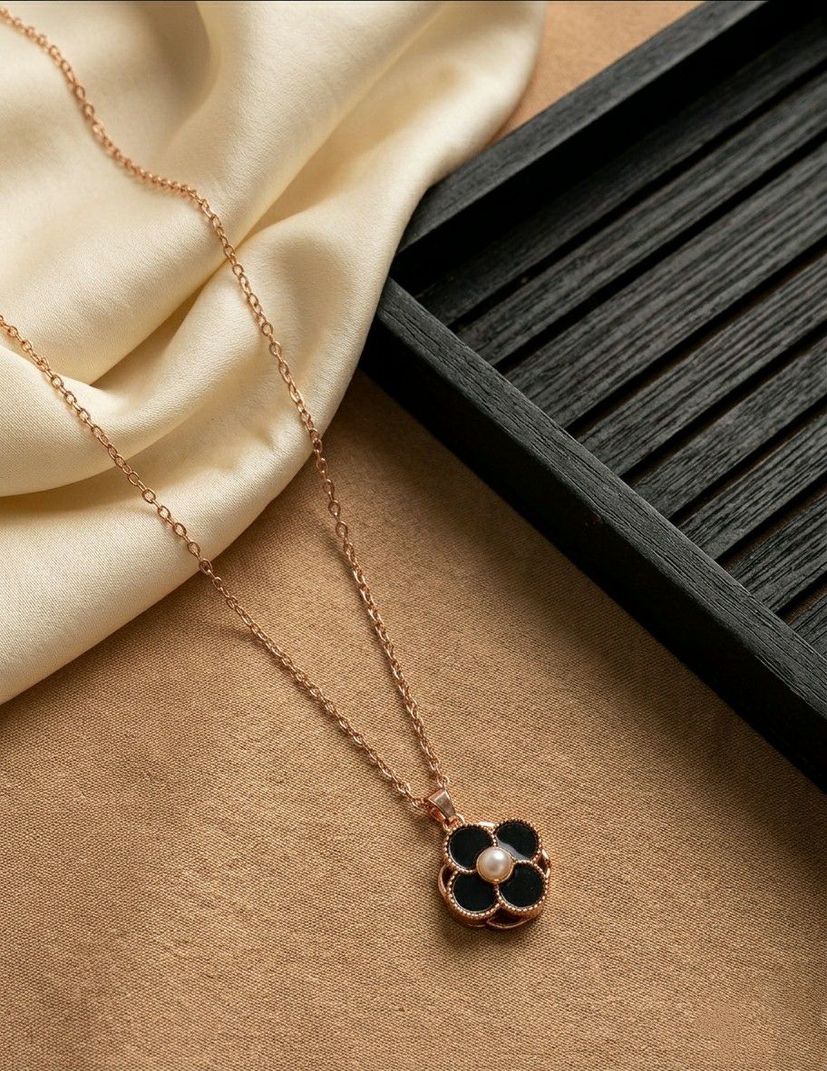 Rose Gold Plated Rotating Flower Pendant Chain for Women | Anti Tarnish American Diamond Spin Pendant Necklace | Adjustable | CP-59