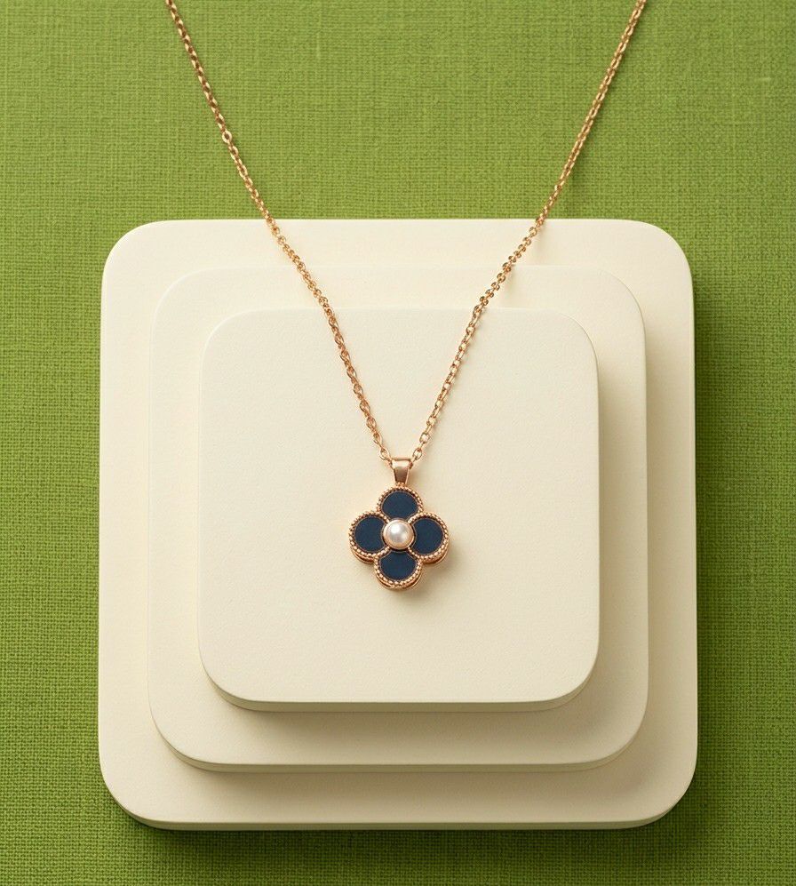 Rose Gold Plated Rotating Flower Pendant Chain for Women | Anti Tarnish American Diamond Spin Pendant Necklace | Adjustable | CP-59