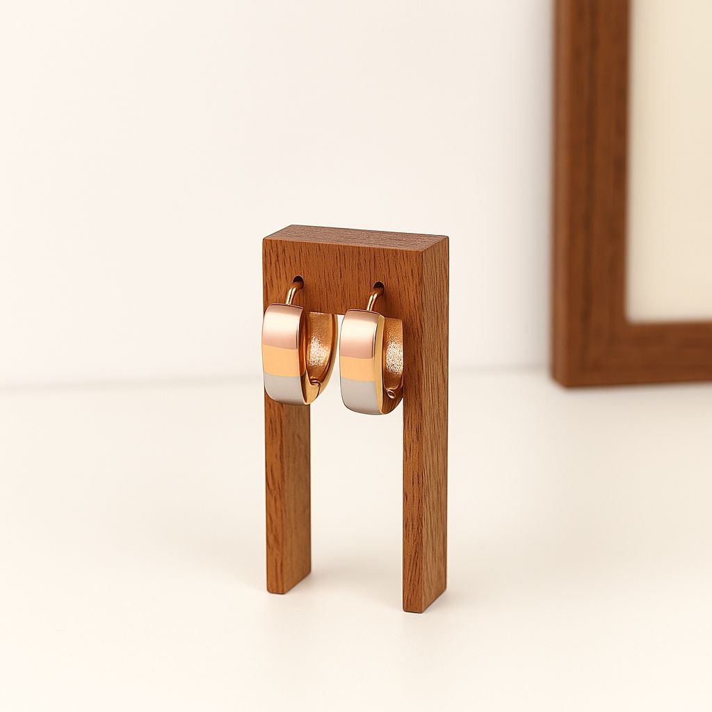 Rose Gold Plated Square Stud Earrings for Women | Anti-Tarnish Stainless Steel Small Earrings | Daily & Party Wear | EA-25