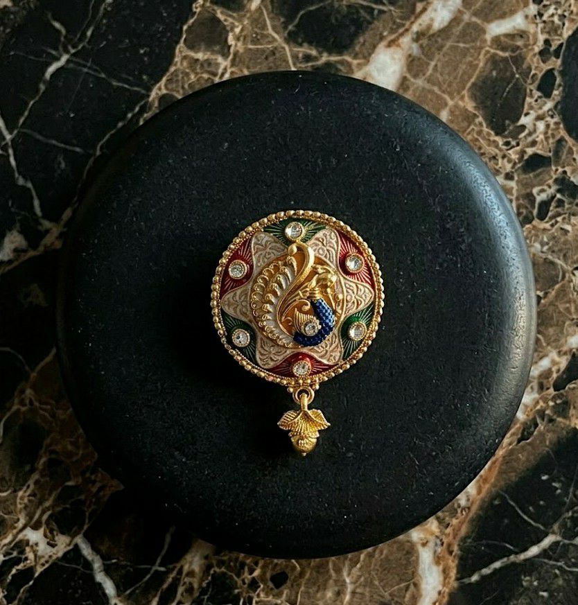 Gold Plated Peacock Saree Pin Brooch for Women | Pearl & Crystal Designer Brooch | Stainless Steel Fashion Accessory | SP-1