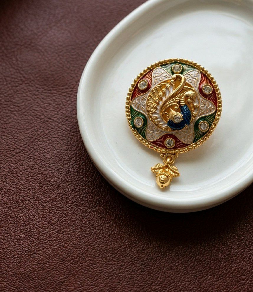 Gold Plated Peacock Saree Pin Brooch for Women | Pearl & Crystal Designer Brooch | Stainless Steel Fashion Accessory | SP-1