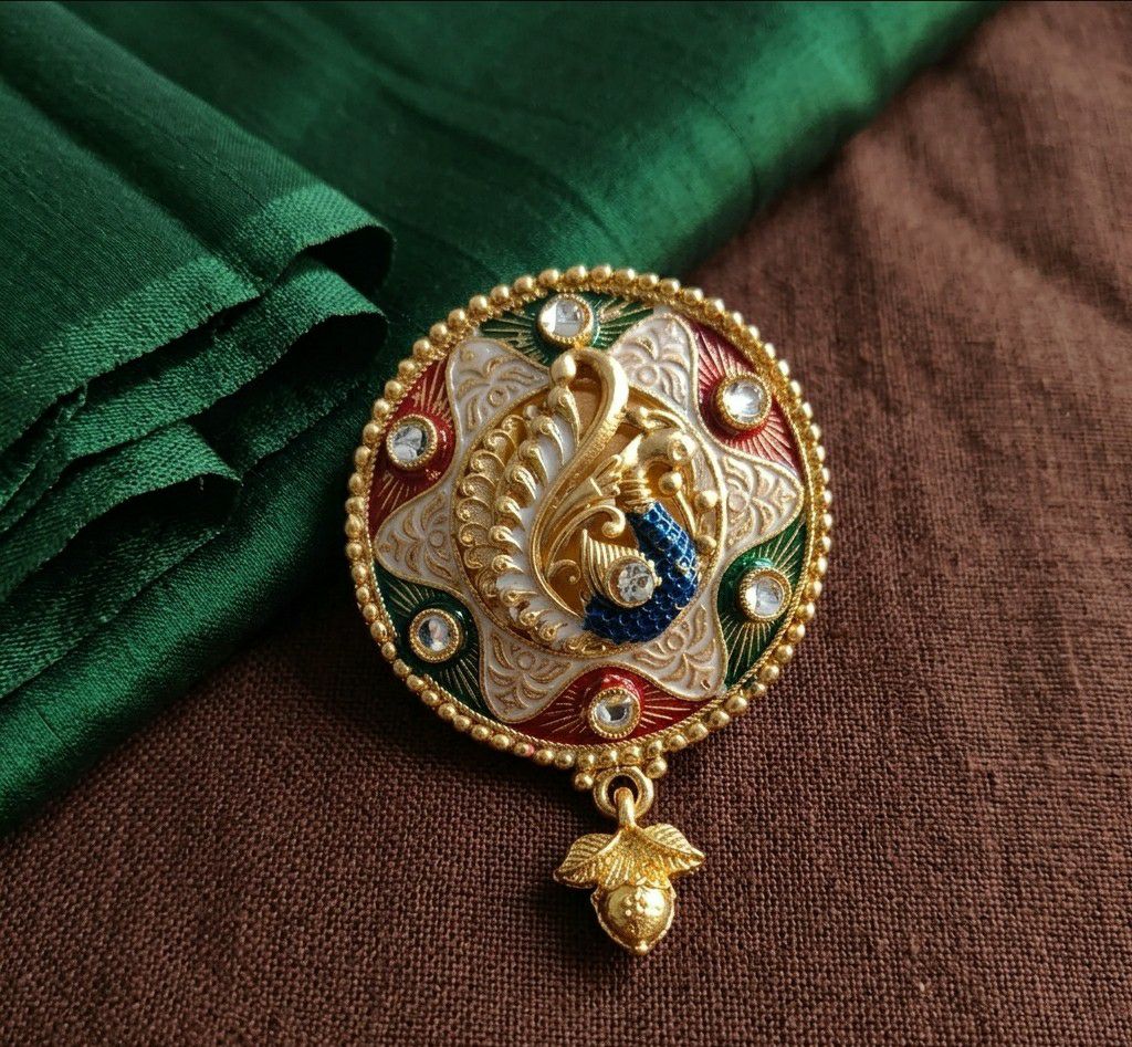 Gold Plated Peacock Saree Pin Brooch for Women | Pearl & Crystal Designer Brooch | Stainless Steel Fashion Accessory | SP-1