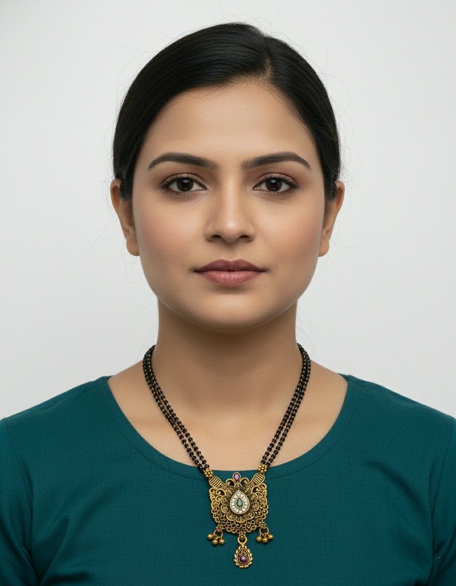 Gold Plated American Diamond Short Mangalsutra for Women | Minimal Daily Wear Mangalsutra Necklace | Brass Jewellery | M-28
