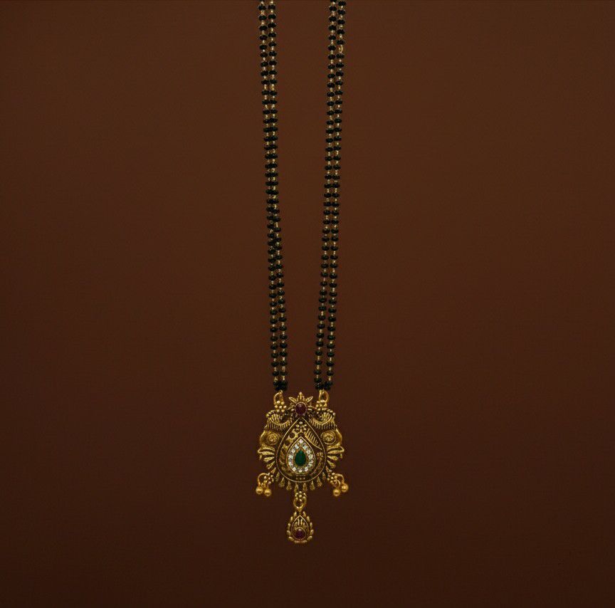 Gold Plated American Diamond Short Mangalsutra for Women | Minimal Daily Wear Mangalsutra | Brass Jewellery | M-29