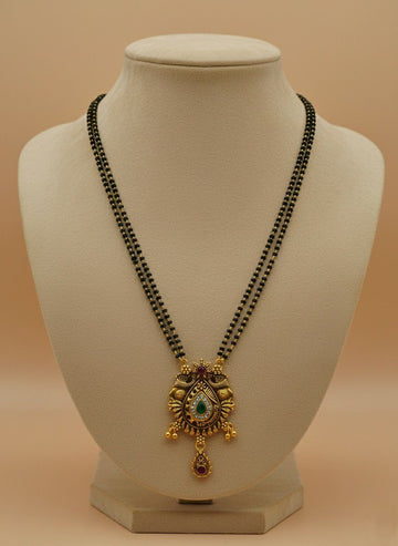 Gold Plated American Diamond Short Mangalsutra for Women | Minimal Daily Wear Mangalsutra | Brass Jewellery | M-29