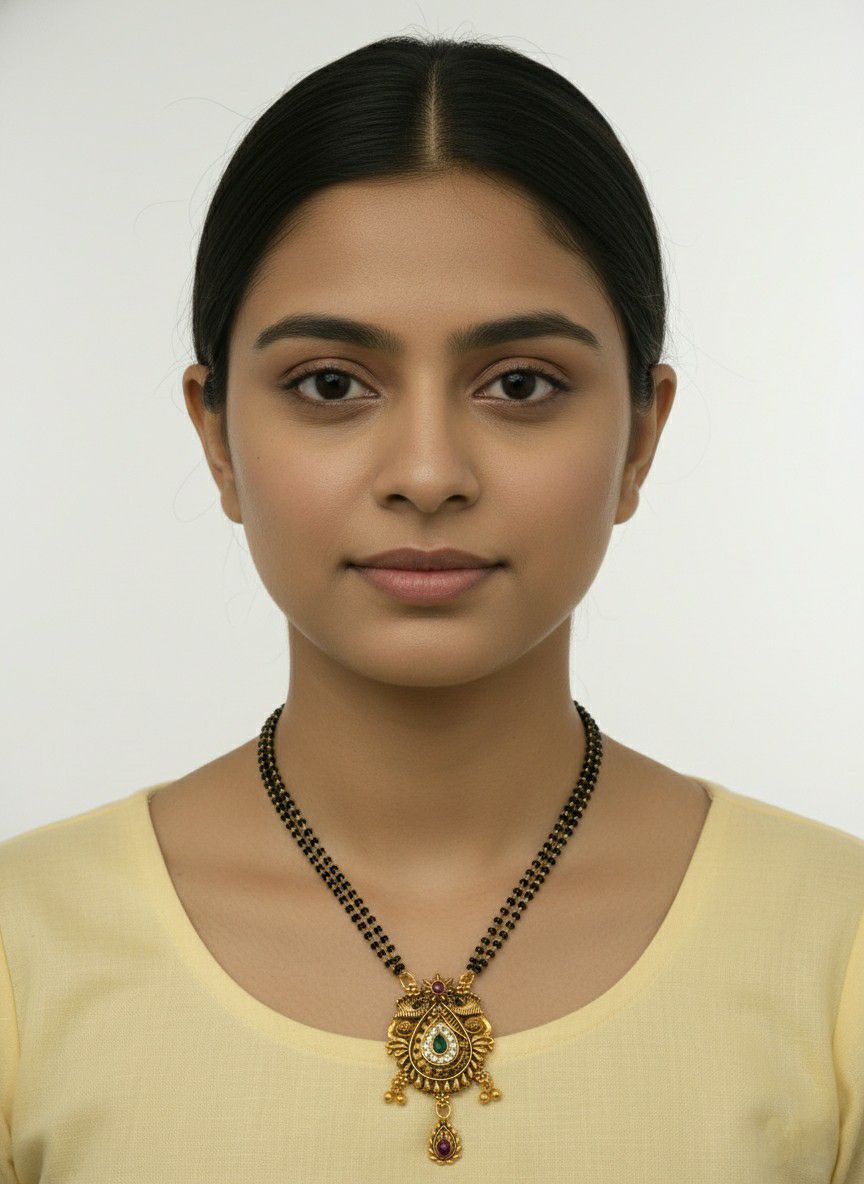 Gold Plated American Diamond Short Mangalsutra for Women | Minimal Daily Wear Mangalsutra | Brass Jewellery | M-29