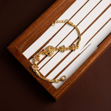 Gold Plated CZ Diamond Chain Bracelet for Women | Adjustable Brass Fancy Bracelet | Party & Daily Wear Jewellery | B-61