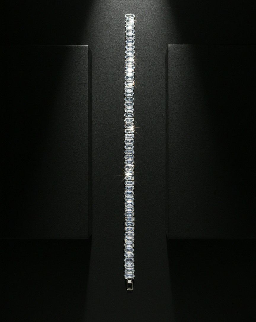 Silver Plated American Diamond Bracelet for Women & Men | Unisex Brass & Copper Designer Bracelet | B-22