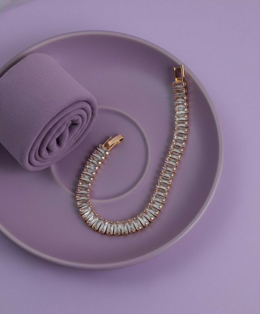 Rose Gold Plated American Diamond Bracelet for Women & Men | Unisex Brass & Copper Designer Bracelet | B-23