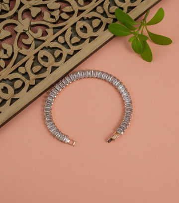 Rose Gold Plated American Diamond Bracelet for Women & Men | Unisex Brass & Copper Designer Bracelet | B-23