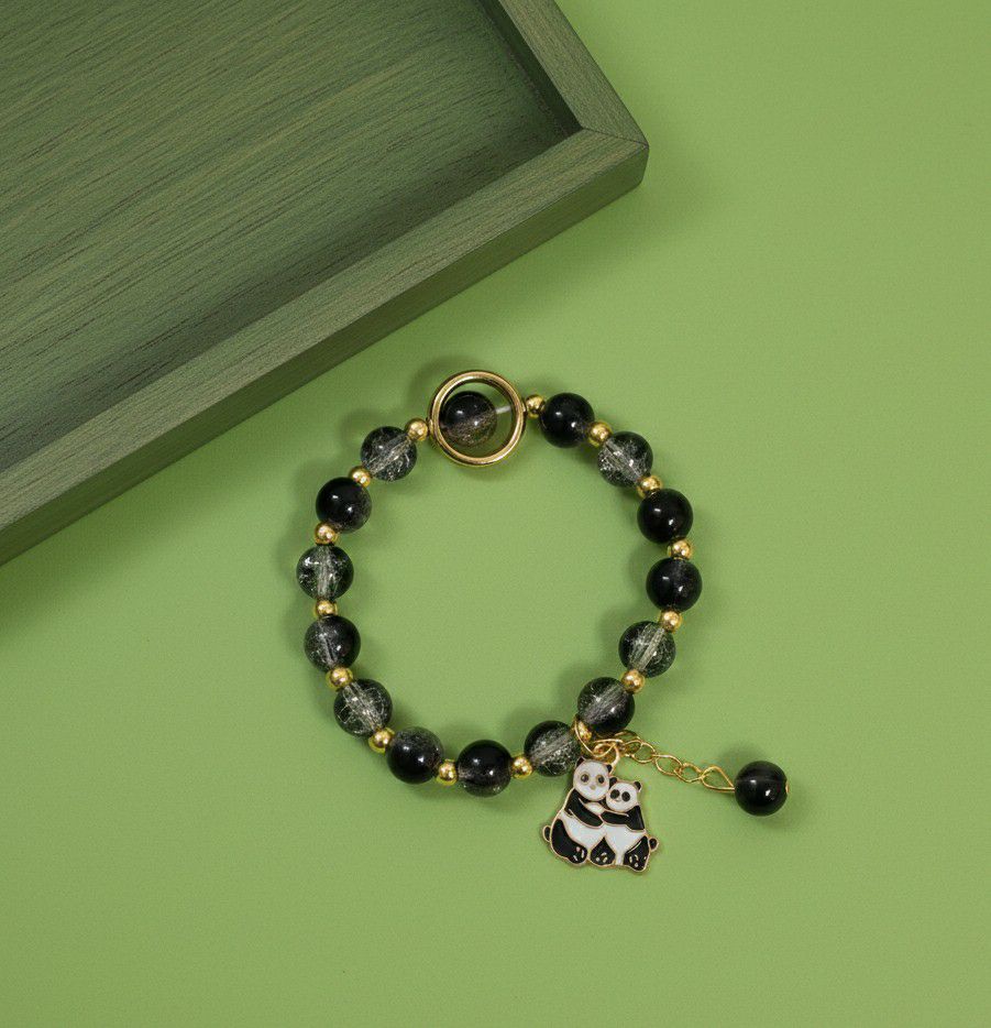Gold Plated Black Crystal Beads Bracelet for Women | Adjustable Slip-On Bracelet | Fashion Jewellery | B-24