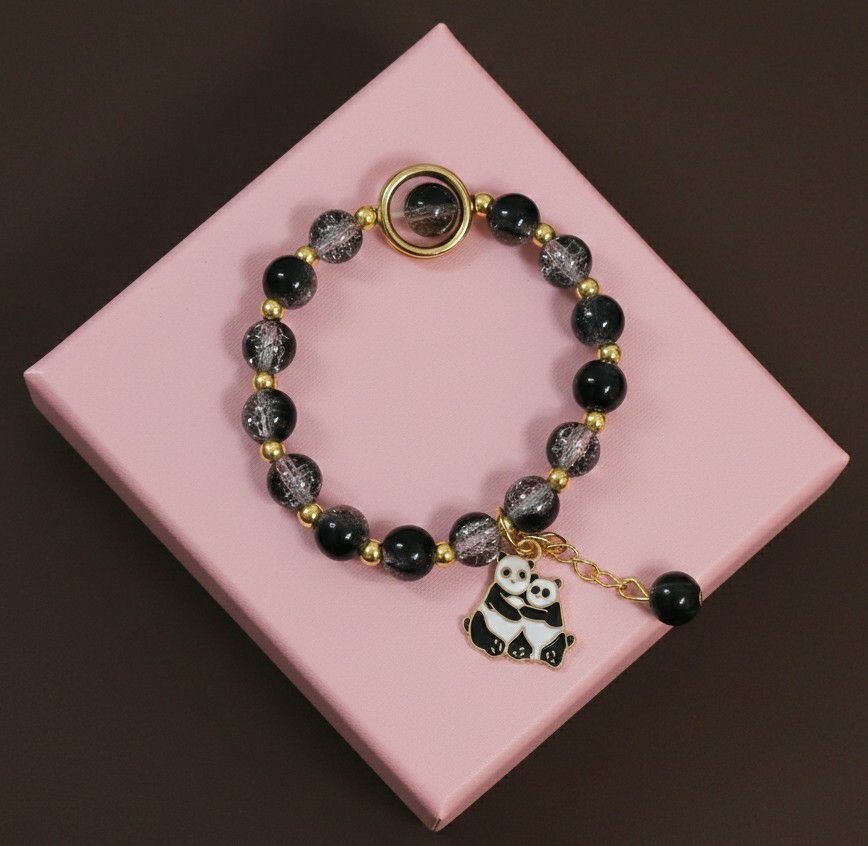 Gold Plated Black Crystal Beads Bracelet for Women | Adjustable Slip-On Bracelet | Fashion Jewellery | B-24