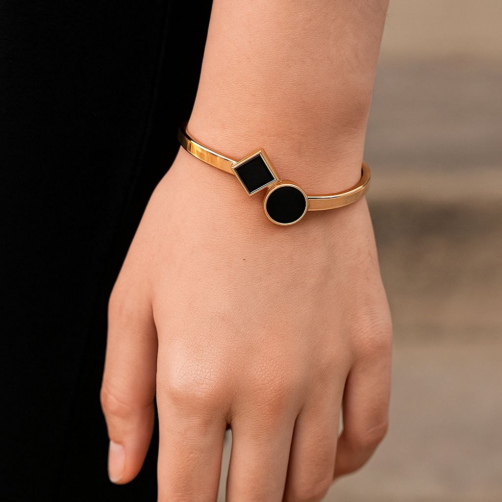 Classic Gold Plated Kada Bracelet for Women | Premium Brass Foldover Bracelet | Ethnic, Casual & Western Wear | B-12