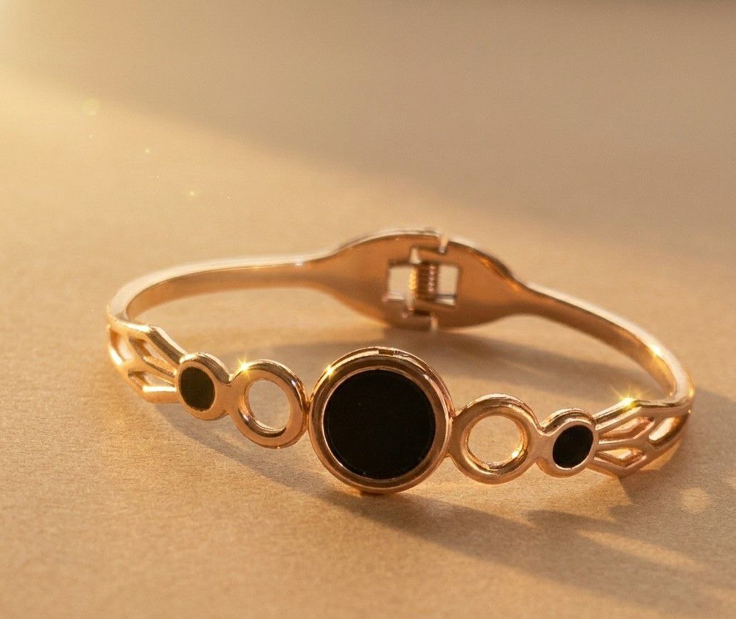Gold Plated Heart Kada Bracelet for Women | Premium Brass Designer Bracelet | Ethnic, Casual & Western Wear | B-40