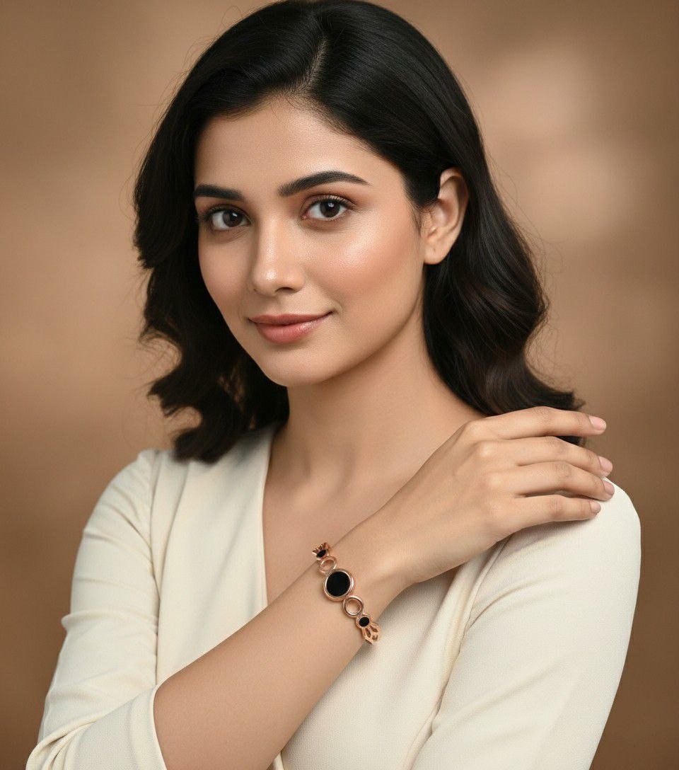 Gold Plated Heart Kada Bracelet for Women | Premium Brass Designer Bracelet | Ethnic, Casual & Western Wear | B-40