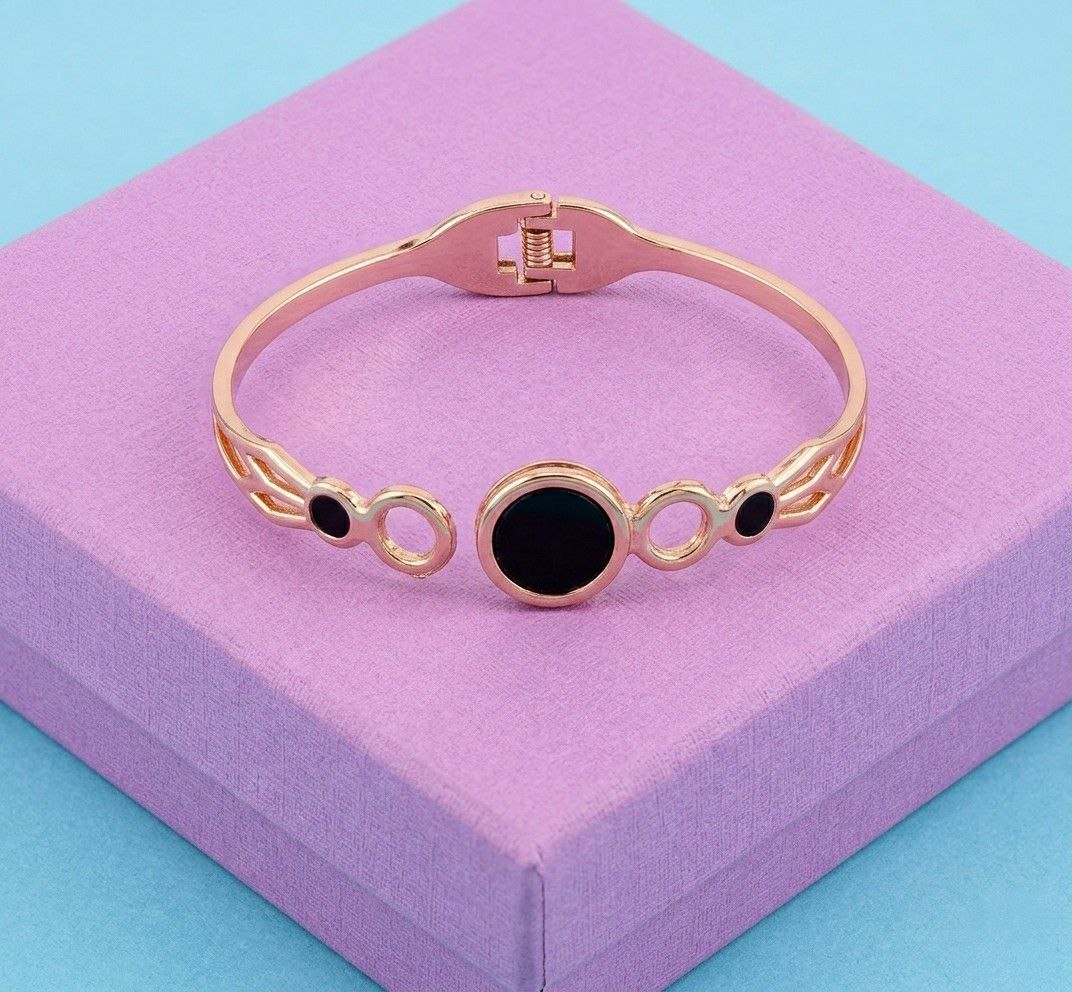 Gold Plated Heart Kada Bracelet for Women | Premium Brass Designer Bracelet | Ethnic, Casual & Western Wear | B-40