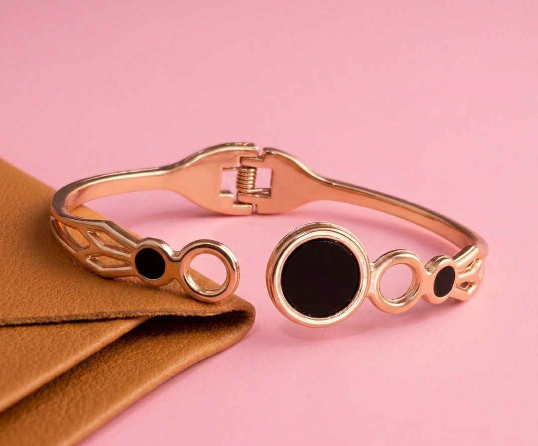 Gold Plated Heart Kada Bracelet for Women | Premium Brass Designer Bracelet | Ethnic, Casual & Western Wear | B-40