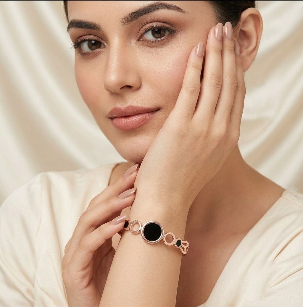 Gold Plated Heart Kada Bracelet for Women | Premium Brass Designer Bracelet | Ethnic, Casual & Western Wear | B-40