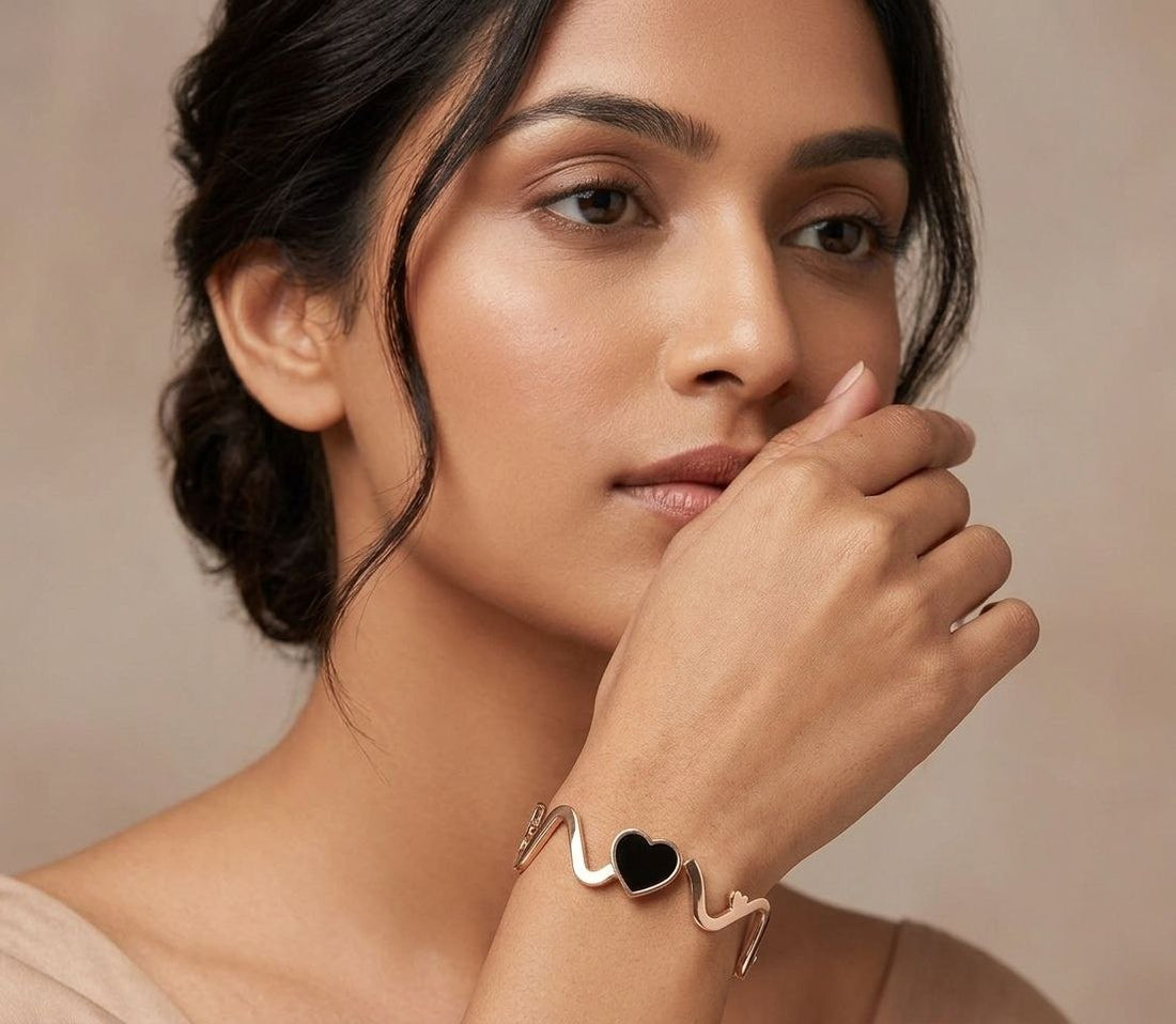 Elegant Gold Plated Kada Bracelet for Women | Premium Brass Foldover Bracelet | Casual, Ethnic & Western Wear | B-8