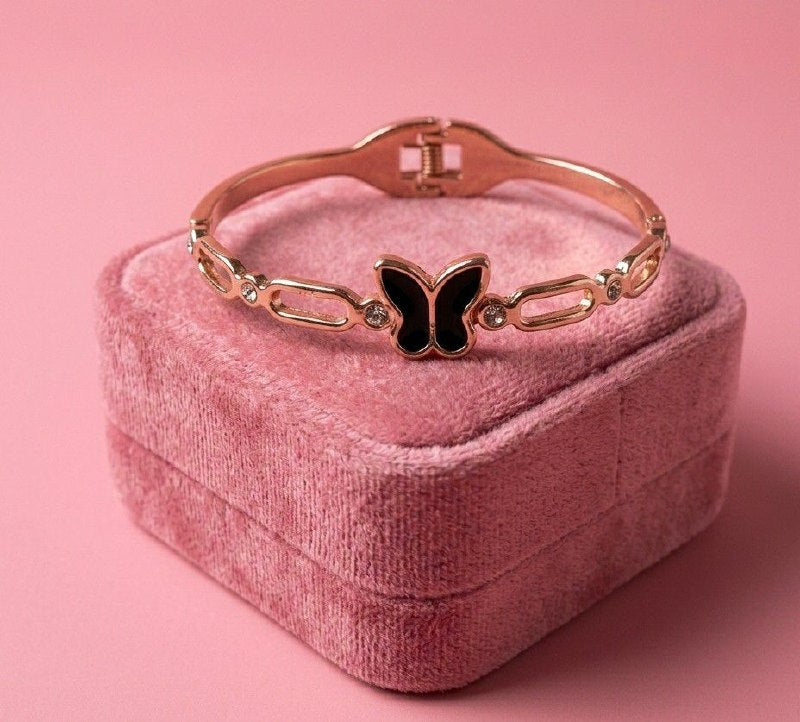 Gold Plated American Diamond Heart Kada Bracelet for Women | Brass Designer Bracelet | Ethnic & Western Wear | B-41