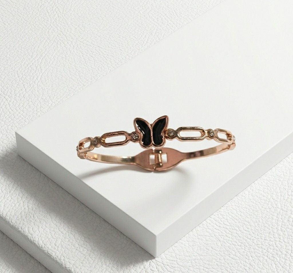 Gold Plated American Diamond Heart Kada Bracelet for Women | Brass Designer Bracelet | Ethnic & Western Wear | B-41
