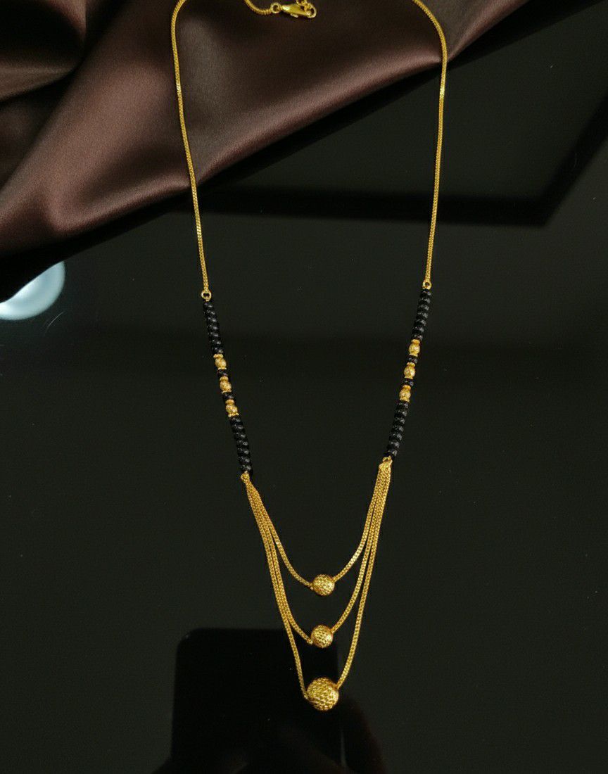 Gold Plated Long Single Strand Mangalsutra for Women | Fancy Ball Chain Dokiya Mangalsutra | Traditional Daily Wear Jewellery | M-39