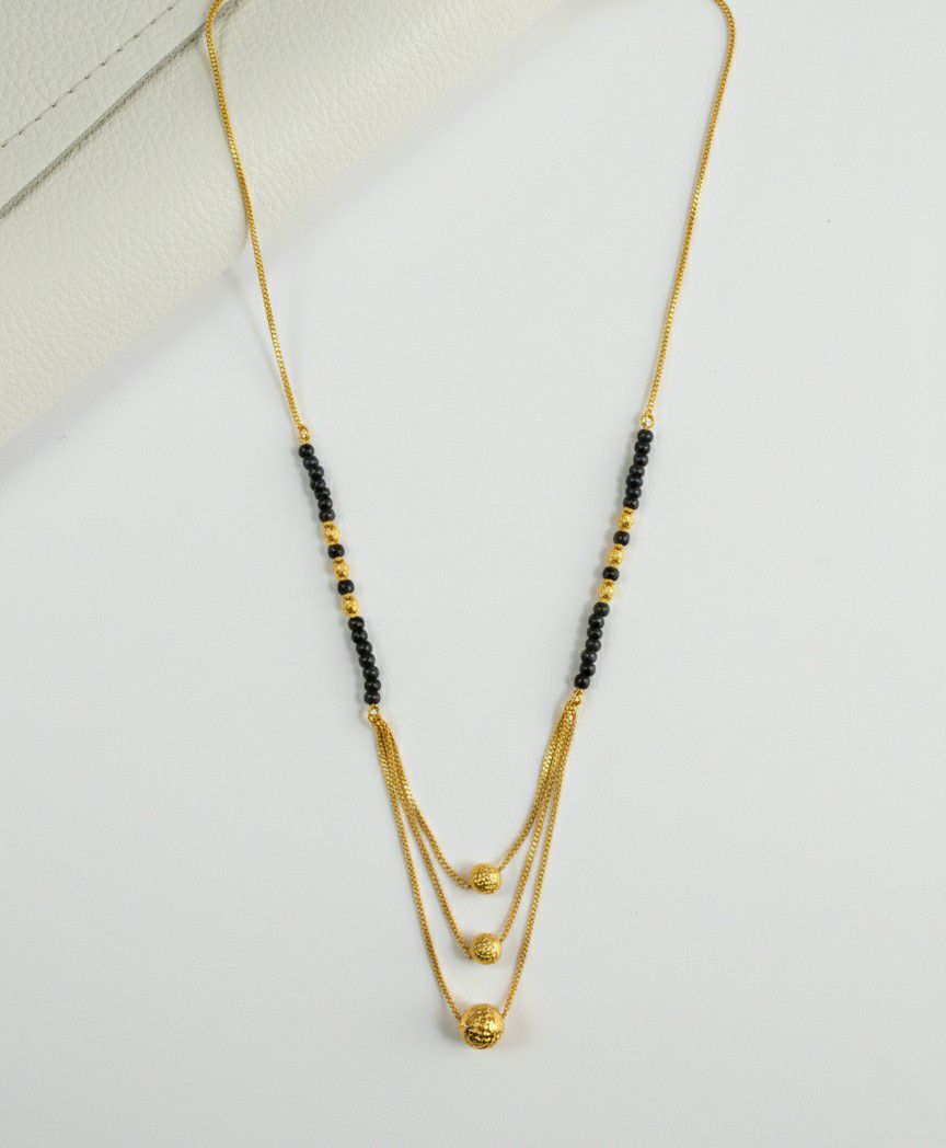 Gold Plated Long Single Strand Mangalsutra for Women | Fancy Ball Chain Dokiya Mangalsutra | Traditional Daily Wear Jewellery | M-39