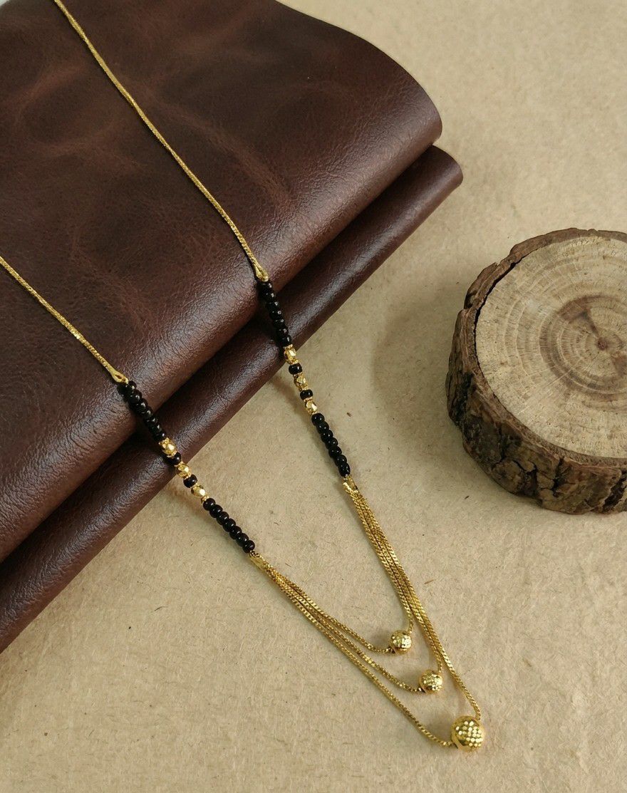 Gold Plated Long Single Strand Mangalsutra for Women | Fancy Ball Chain Dokiya Mangalsutra | Traditional Daily Wear Jewellery | M-39